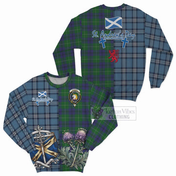 Oliphant Tartan Sweatshirt Happy St. Andrew's Day Half Tartan Style Unisex - Tartan Vibes Clothing