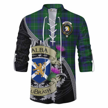 Oliphant Tartan Family Crest Ghillie Kilt Shirt Lion Rampant Royal Thistle Shield Celtic Inspired Men - Tartan Vibes Clothing