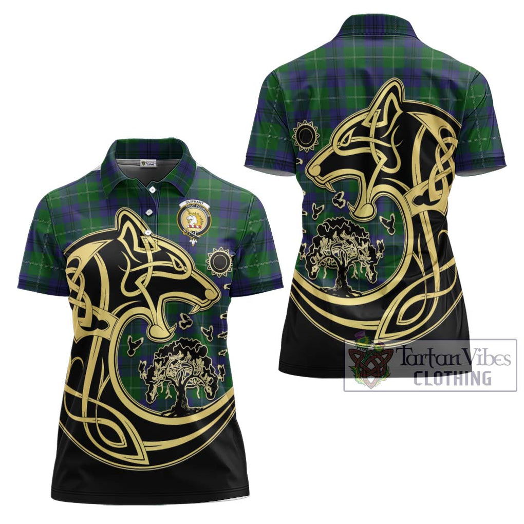 Oliphant Tartan Women's Polo Shirt with Family Crest Celtic Wolf Style Women - Tartan Vibes Clothing