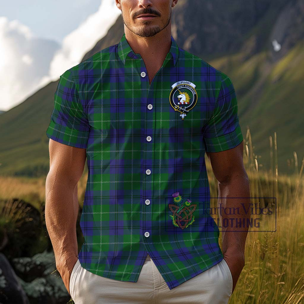 Oliphant Tartan Cotton Hawaiian Shirt with Family Crest Kid - Tartan Vibes Clothing