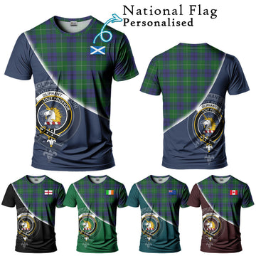 Oliphant Tartan T-Shirt with Personalised National Flag and Family Crest Half Style Kid's Shirt - Tartan Vibes Clothing