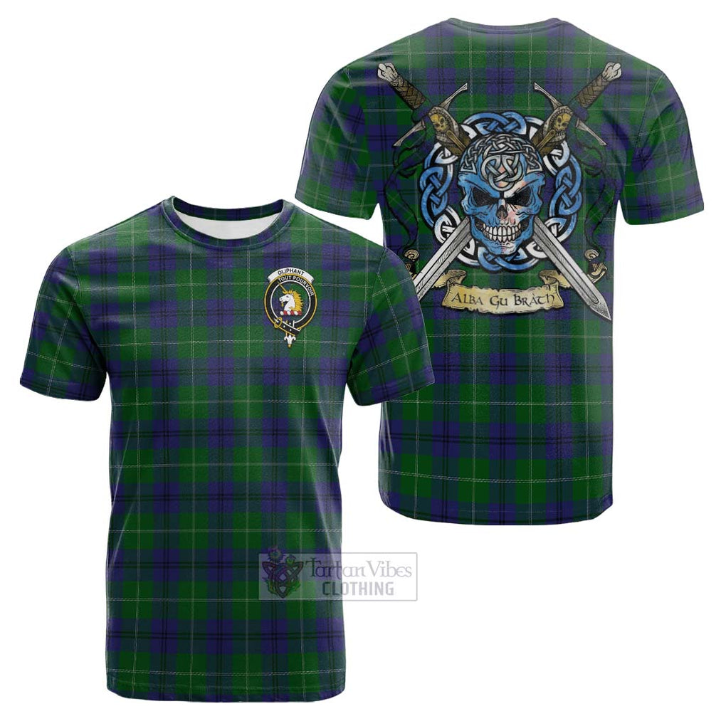 Oliphant Tartan Cotton T-shirt with Family Crest Celtic Skull Style Kid's Shirt - Tartan Vibes Clothing