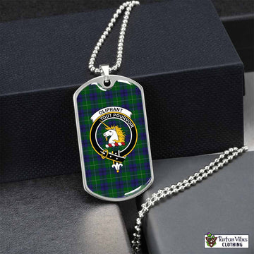 Tartan Vibes Clothing Oliphant Tartan Dog Tag Necklace with Family Crest
