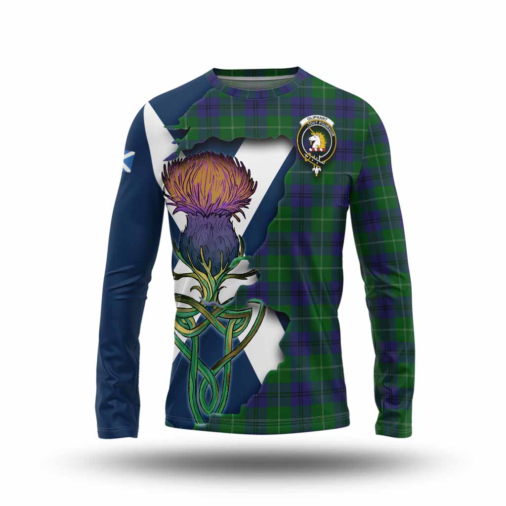 Tartan Vibes Clothing Oliphant Tartan Family Crest Long Sleeve T-Shirt Scottish Thistle Celtic Inspired