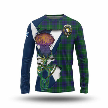 Tartan Vibes Clothing Oliphant Tartan Family Crest Long Sleeve T-Shirt Scottish Thistle Celtic Inspired