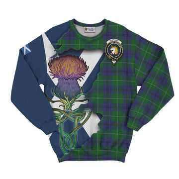 Tartan Vibes Clothing Oliphant Tartan Family Crest Sweatshirt Scottish Thistle Celtic Inspired