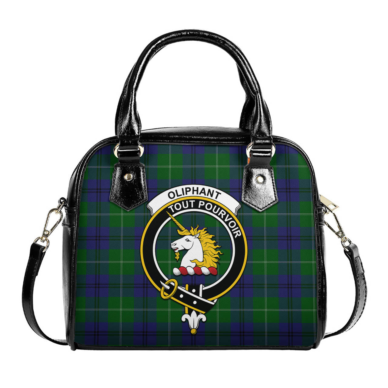 Oliphant Tartan Shoulder Handbags with Family Crest One Size 9*21*24 cm (3.54*8.27*9.45 inches) - Tartan Vibes Clothing
