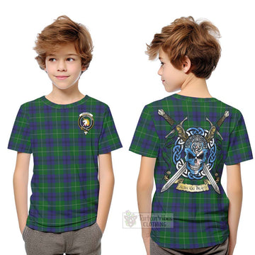 Oliphant Tartan Kid T-Shirt with Family Crest Celtic Skull Style Youth XL Size14 - Tartan Vibes Clothing