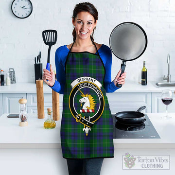 Oliphant Tartan Apron with Family Crest Black S 38x47 cm - Tartan Vibes Clothing