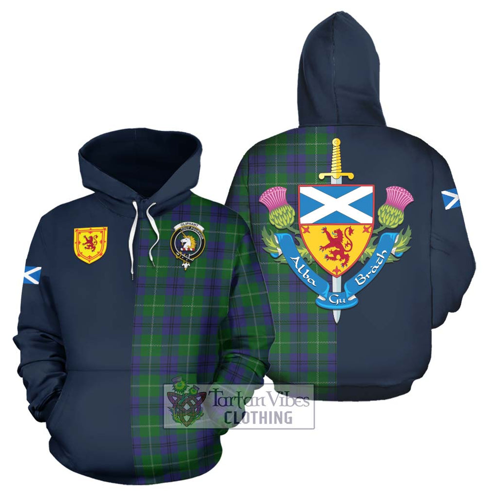 Oliphant Tartan Hoodie Alba with Scottish Lion Royal Arm Half Style Zip Hoodie - Tartan Vibes Clothing