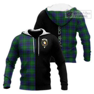 Oliphant Tartan Knitted Hoodie with Family Crest and Half Of Me Style Unisex Knitted Pullover Hoodie - Tartan Vibes Clothing