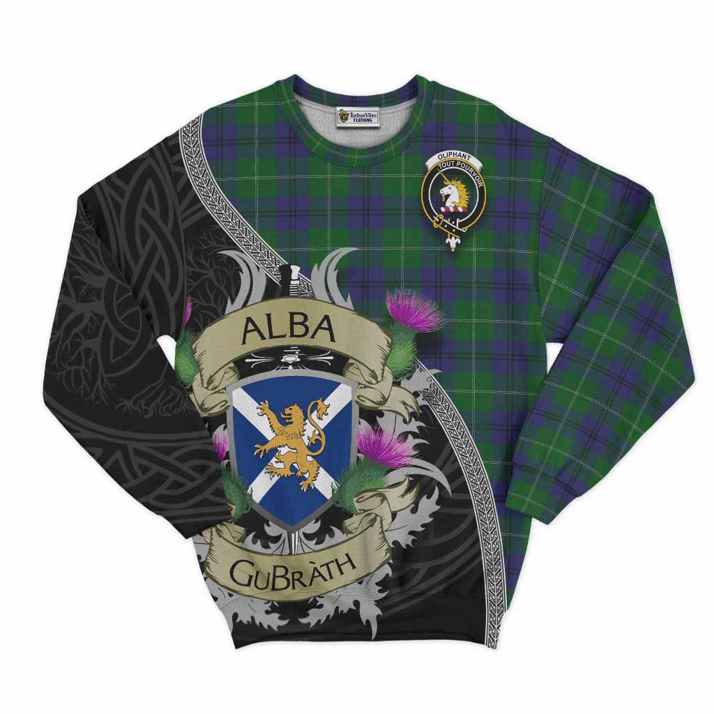 Oliphant Tartan Family Crest Sweatshirt Lion Rampant Royal Thistle Shield Celtic Inspired Unisex - Tartan Vibes Clothing