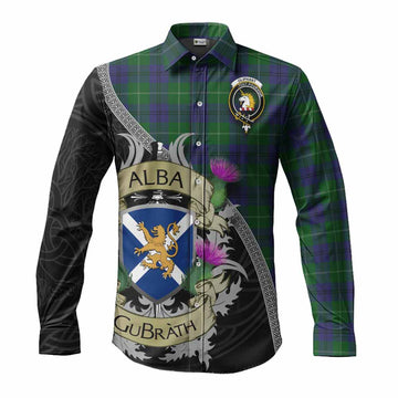 Oliphant Tartan Family Crest Long Sleeve Button Shirt Lion Rampant Royal Thistle Shield Celtic Inspired Men's Shirt S - Tartan Vibes Clothing