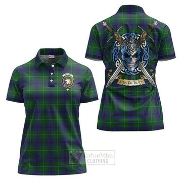 Oliphant Tartan Women's Polo Shirt with Family Crest Celtic Skull Style Women - Tartan Vibes Clothing