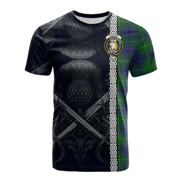Oliphant Tartan Cotton T-shirt with Family Crest Cross Sword Thistle Celtic Vibes Kid's Shirt - Tartan Vibes Clothing