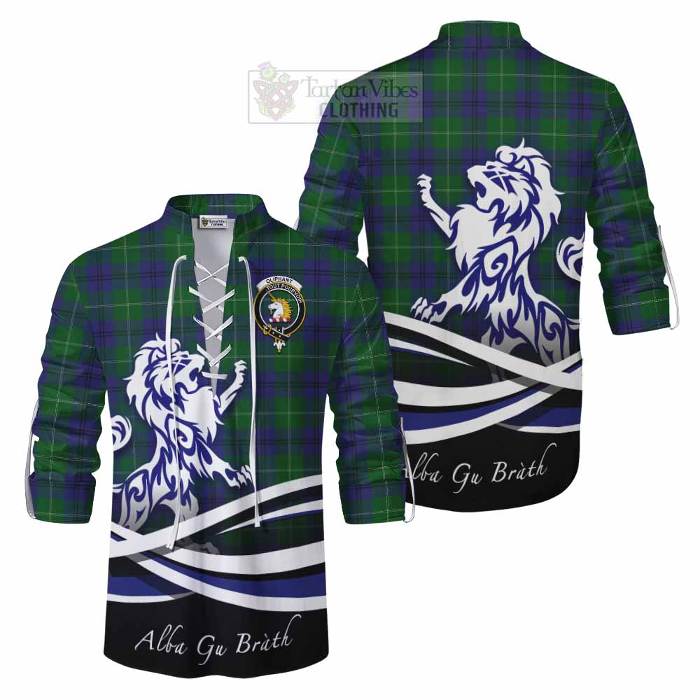 Oliphant Tartan Ghillie Kilt Shirt with Alba Gu Brath Regal Lion Emblem Men - Tartan Vibes Clothing