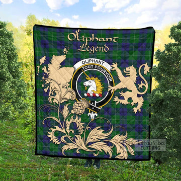 Tartan Vibes Clothing Oliphant Tartan Quilt with Family Crest and Scottish Symbol Style