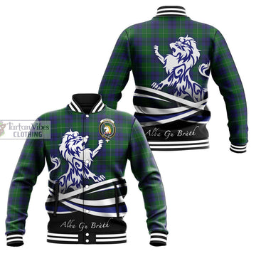 Oliphant Tartan Baseball Jacket with Alba Gu Brath Regal Lion Emblem Unisex - Tartan Vibes Clothing