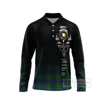 Oliphant Tartan Long Sleeve Polo Shirt Featuring Alba Gu Brath Family Crest Celtic Inspired Unisex - Tartan Vibes Clothing