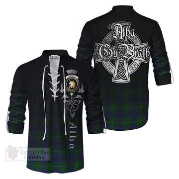 Oliphant Tartan Ghillie Kilt Shirt Featuring Alba Gu Brath Family Crest Celtic Inspired Men - Tartan Vibes Clothing