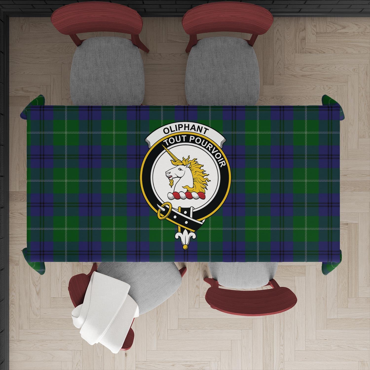 Oliphant Tartan Tablecloth with Family Crest XL 57.1"x70.9"(145x180cm) - Tartan Vibes Clothing