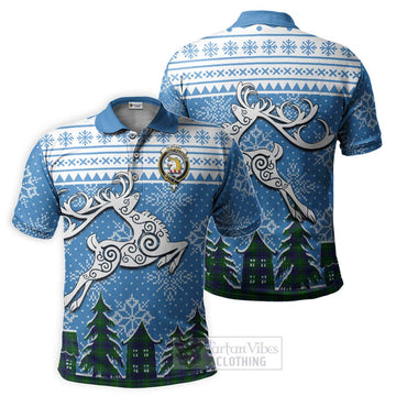 Tartan Vibes Clothing Oliphant Clan Christmas Polo Shirt Celtic Reindeer Style