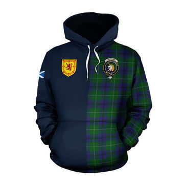 Oliphant Tartan Cotton Hoodie Alba with Scottish Lion Royal Arm Half Style Pullover Hoodie XS - Tartan Vibes Clothing