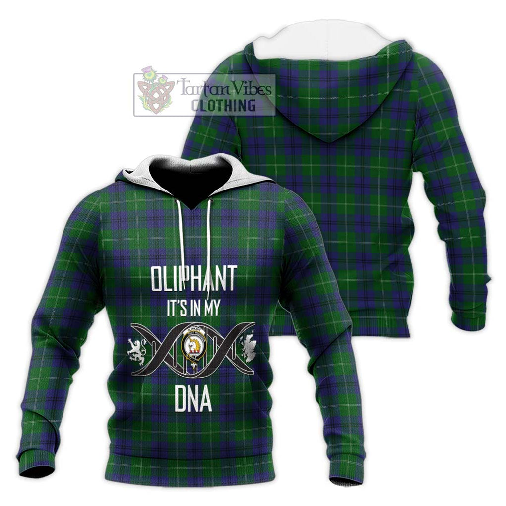 Oliphant Tartan Knitted Hoodie with Family Crest DNA In Me Style Unisex Knitted Pullover Hoodie - Tartan Vibes Clothing