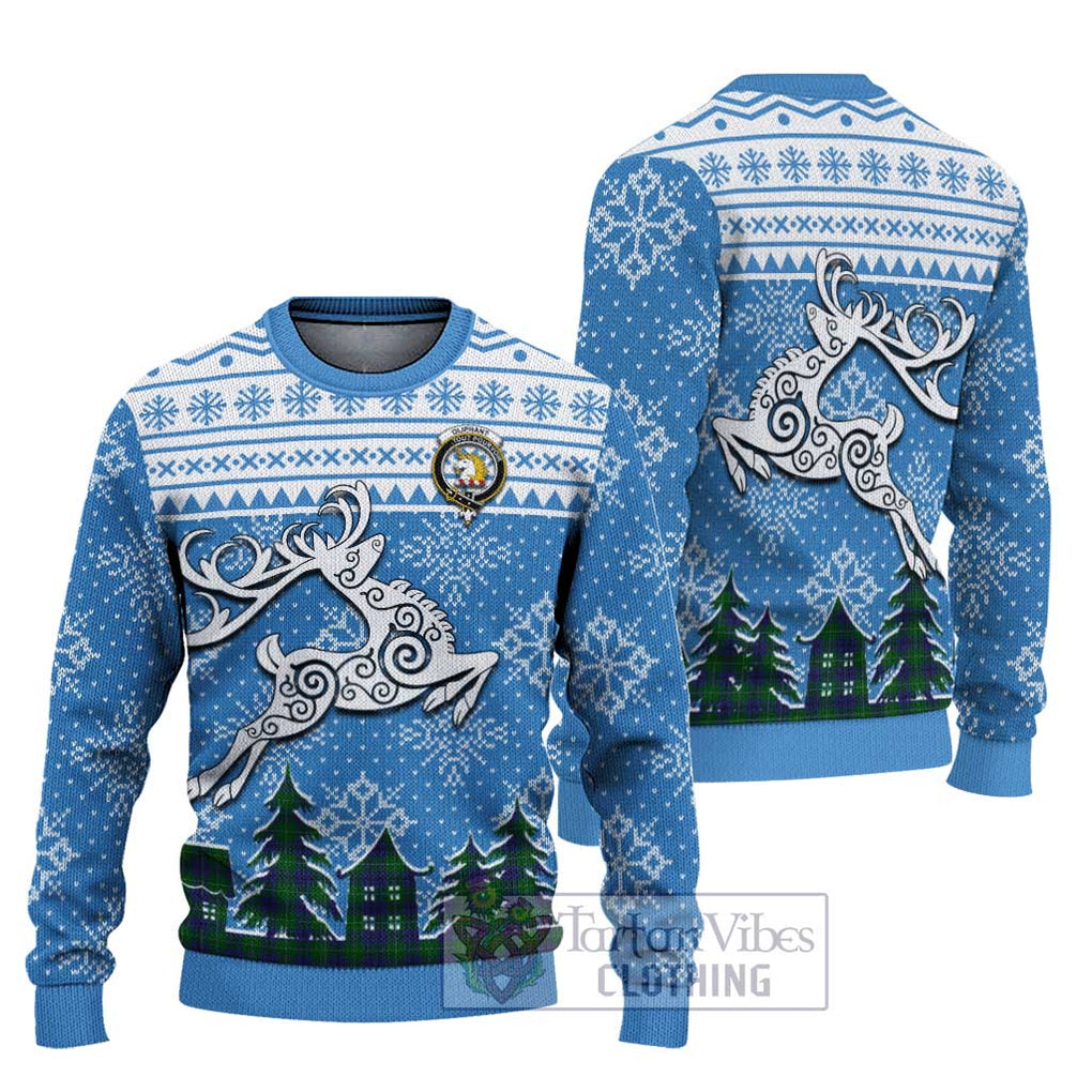 Oliphant Clan Christmas Ugly Sweater Celtic Reindeer Style Unisex - Tartan Vibes Clothing