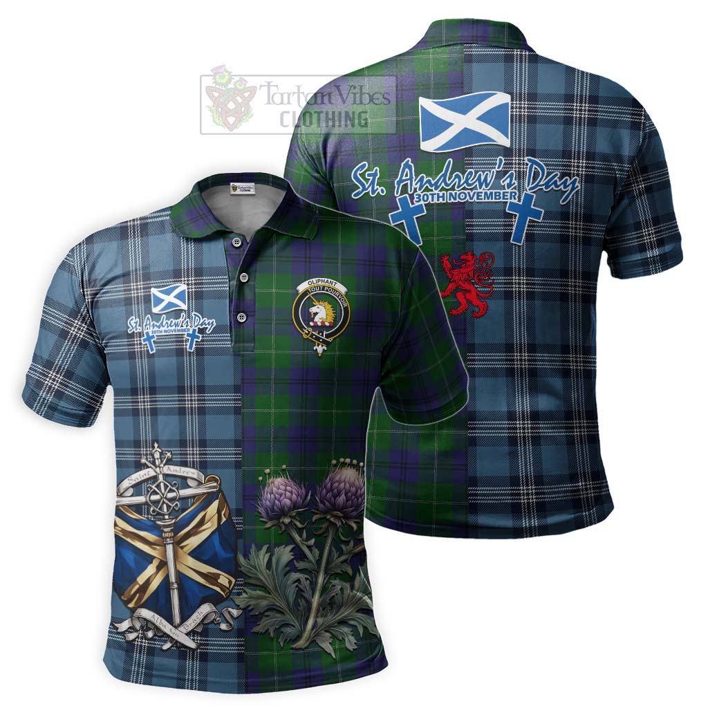 Oliphant Tartan Polo Shirt Happy St. Andrew's Day Half Tartan Style Kid - Tartan Vibes Clothing