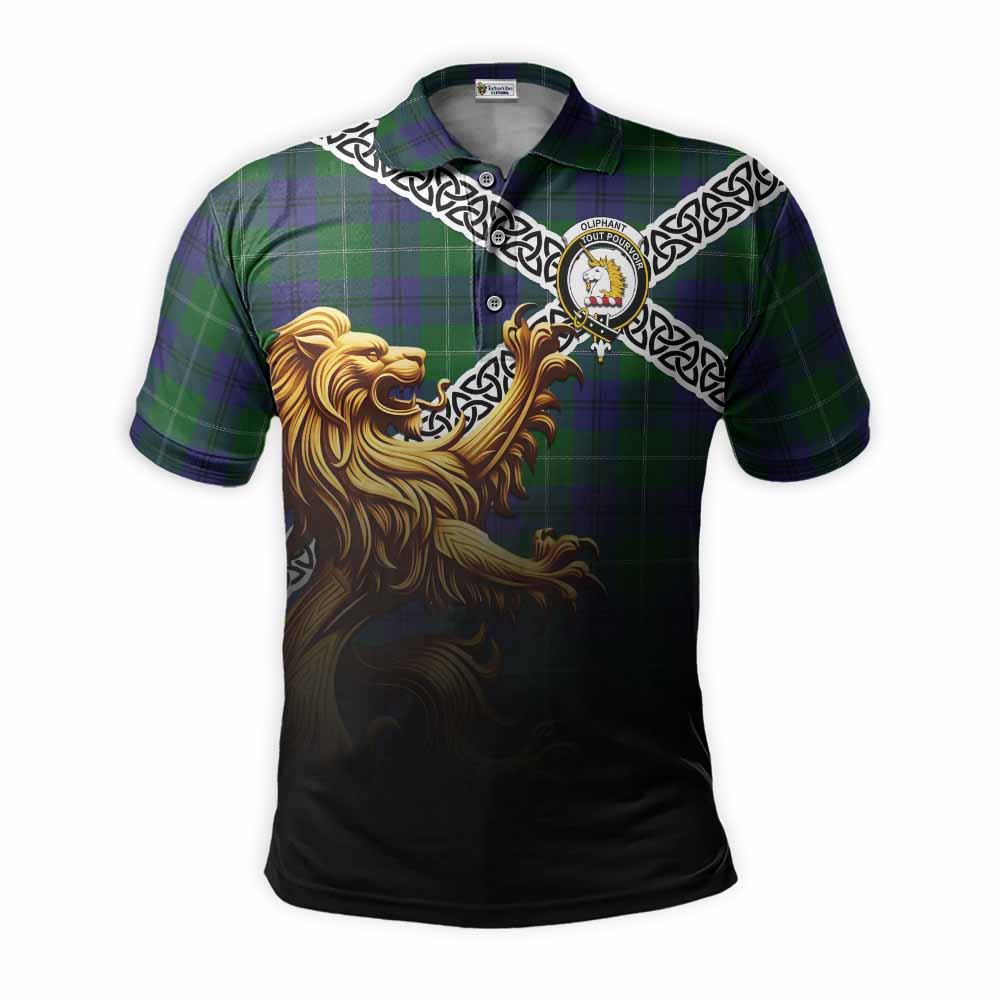 Oliphant Crest Tartan Polo Shirt with Golden Lion Emblem Celtic Style Kid - Tartan Vibes Clothing