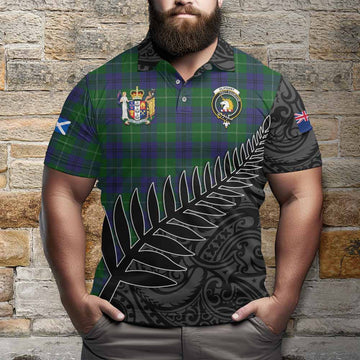 Oliphant Crest Tartan Polo Shirt with New Zealand Silver Fern Half Style Kid - Tartan Vibes Clothing