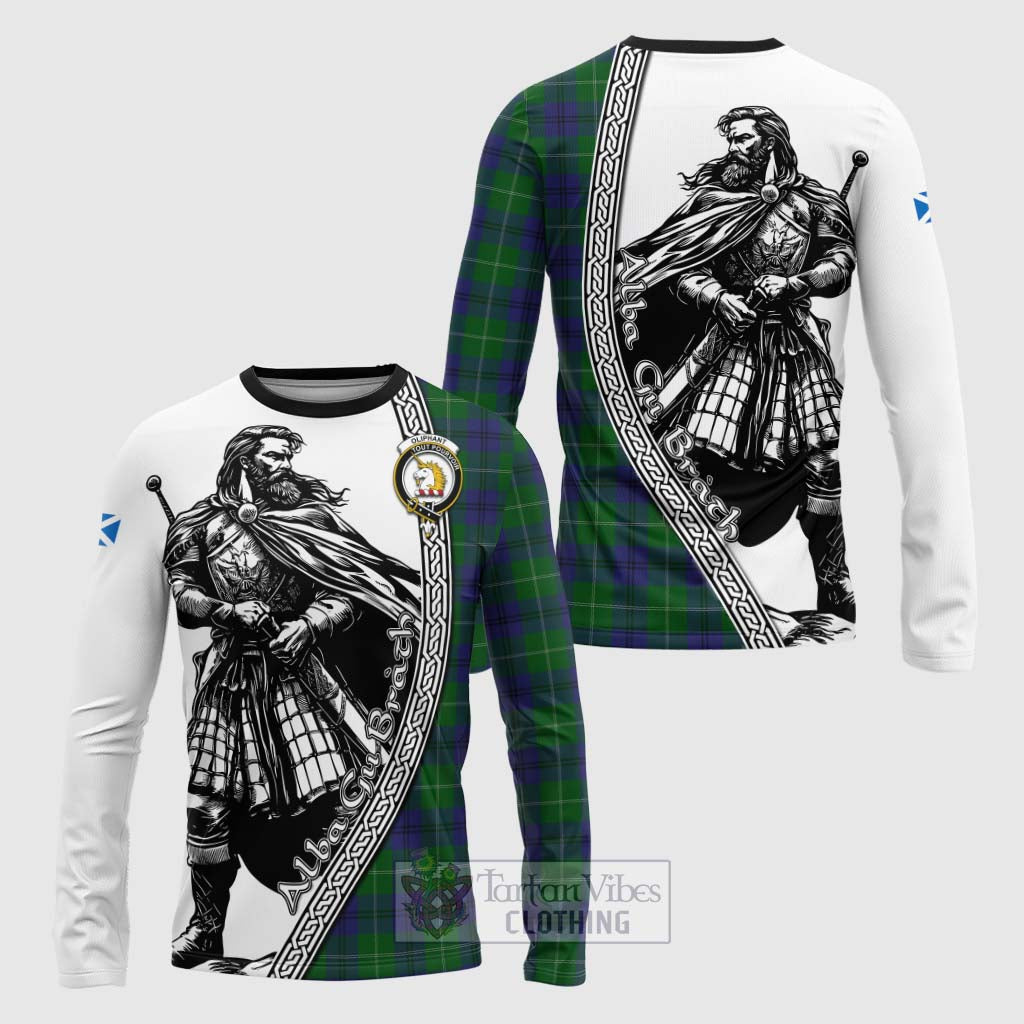 Oliphant Tartan Clan Crest Long Sleeve T-Shirt with Highlander Warrior Celtic Style Unisex - Tartan Vibes Clothing