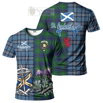 Oliphant Tartan T-Shirt Happy St. Andrew's Day Half Tartan Style Kid's Shirt - Tartan Vibes Clothing