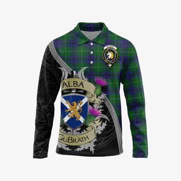 Oliphant Tartan Family Crest Long Sleeve Polo Shirt Lion Rampant Royal Thistle Shield Celtic Inspired Unisex - Tartan Vibes Clothing