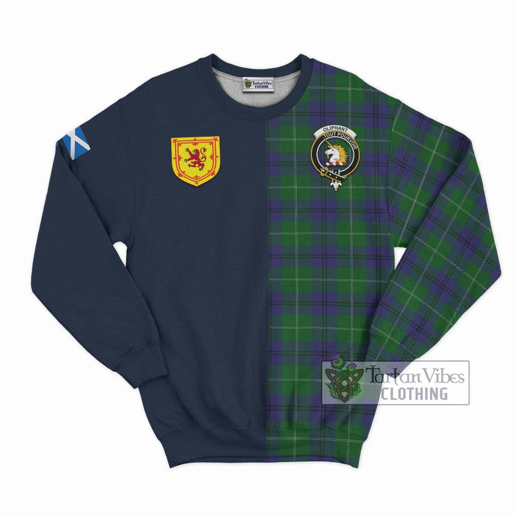 Oliphant Tartan Sweatshirt Alba with Scottish Lion Royal Arm Half Style Unisex - Tartan Vibes Clothing