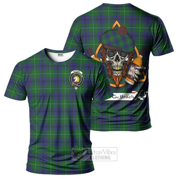 Oliphant Tartan T-Shirt with Family Crest and Bearded Skull Holding Bottles of Whiskey Kid's Shirt - Tartan Vibes Clothing