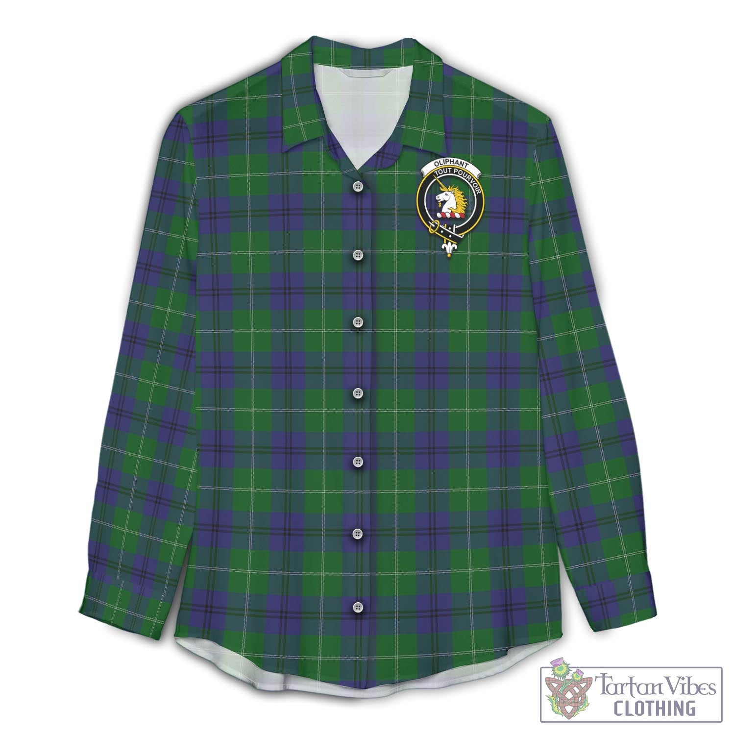 Oliphant Tartan Women's Casual Shirt with Family Crest Female - Tartan Vibes Clothing