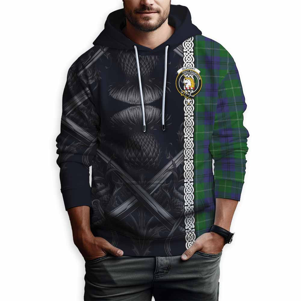 Oliphant Tartan Hoodie with Family Crest Cross Sword Thistle Celtic Vibes Pullover Hoodie - Tartan Vibes Clothing