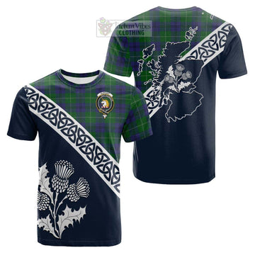 Oliphant Tartan Cotton T-shirt Featuring Thistle and Scotland Map Kid's Shirt - Tartan Vibes Clothing