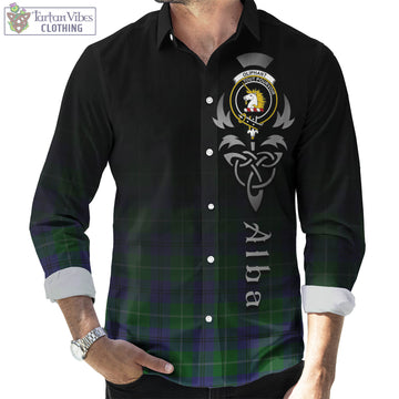 Oliphant Tartan Long Sleeve Button Up Featuring Alba Gu Brath Family Crest Celtic Inspired Men's Shirt - Tartan Vibes Clothing