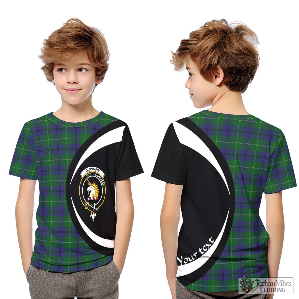 Oliphant Tartan Kid T-Shirt with Family Crest Circle Style Youth XL Size14 - Tartan Vibes Clothing