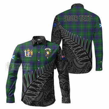 Oliphant Crest Tartan Long Sleeve Button Shirt with New Zealand Silver Fern Half Style Men's Shirt S - Tartan Vibes Clothing