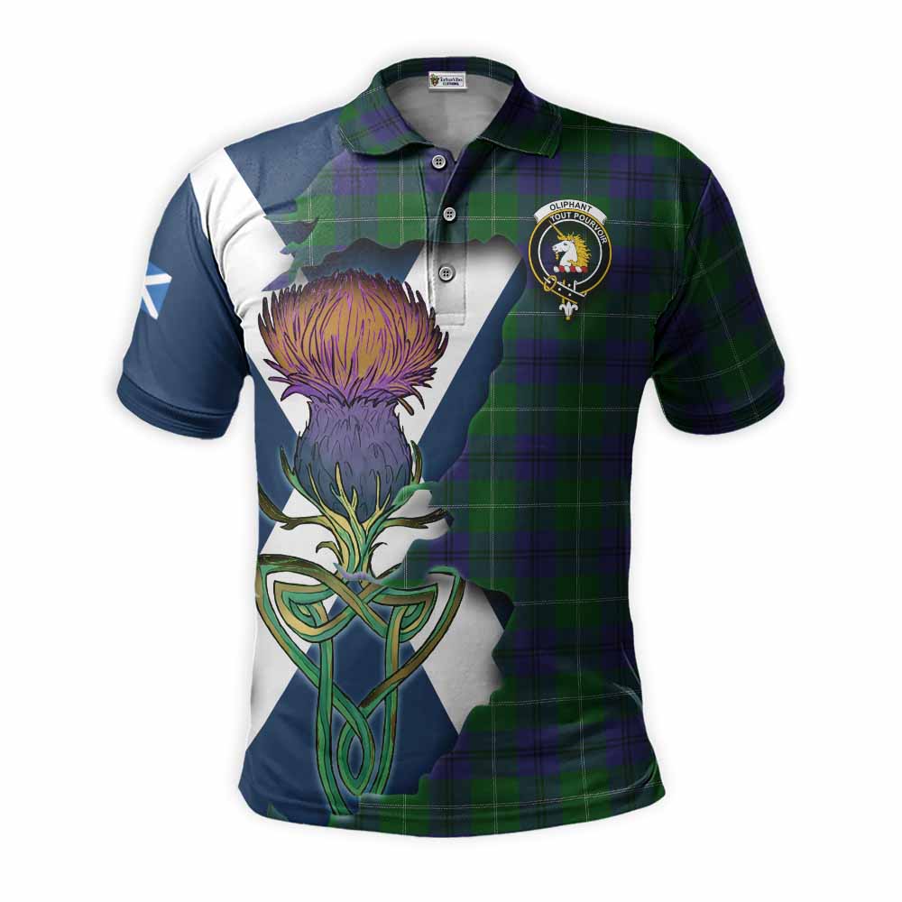 Tartan Vibes Clothing Oliphant Tartan Family Crest Polo Shirt Scottish Thistle Celtic Inspired