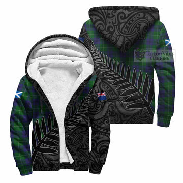 Oliphant Crest Tartan Sherpa Hoodie with New Zealand Silver Fern Half Style Unisex S - Tartan Vibes Clothing
