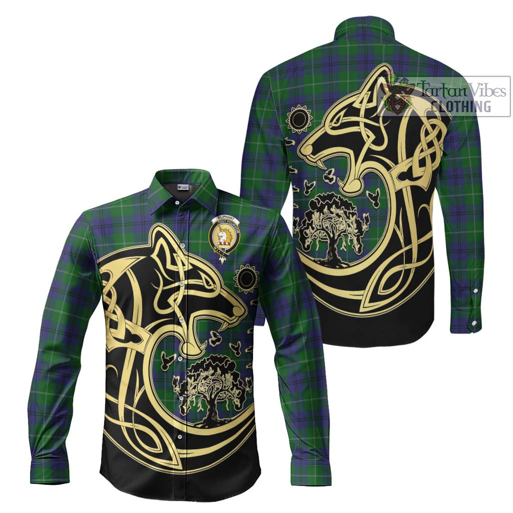 Oliphant Tartan Long Sleeve Button Shirt with Family Crest Celtic Wolf Style Men's Shirt S - Tartan Vibes Clothing