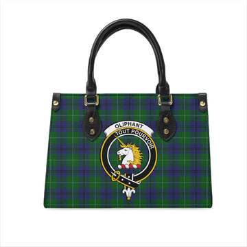 Oliphant Tartan Leather Bag with Family Crest