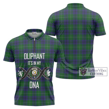 Oliphant Tartan Zipper Polo Shirt with Family Crest DNA In Me Style Unisex - Tartan Vibes Clothing