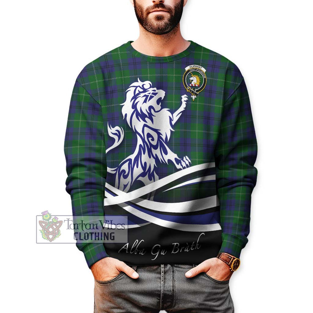 Oliphant Tartan Sweatshirt with Alba Gu Brath Regal Lion Emblem Unisex - Tartan Vibes Clothing