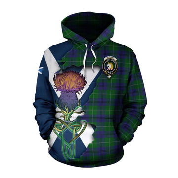 Tartan Vibes Clothing Oliphant Tartan Family Crest Cotton Hoodie Scottish Thistle Celtic Inspired